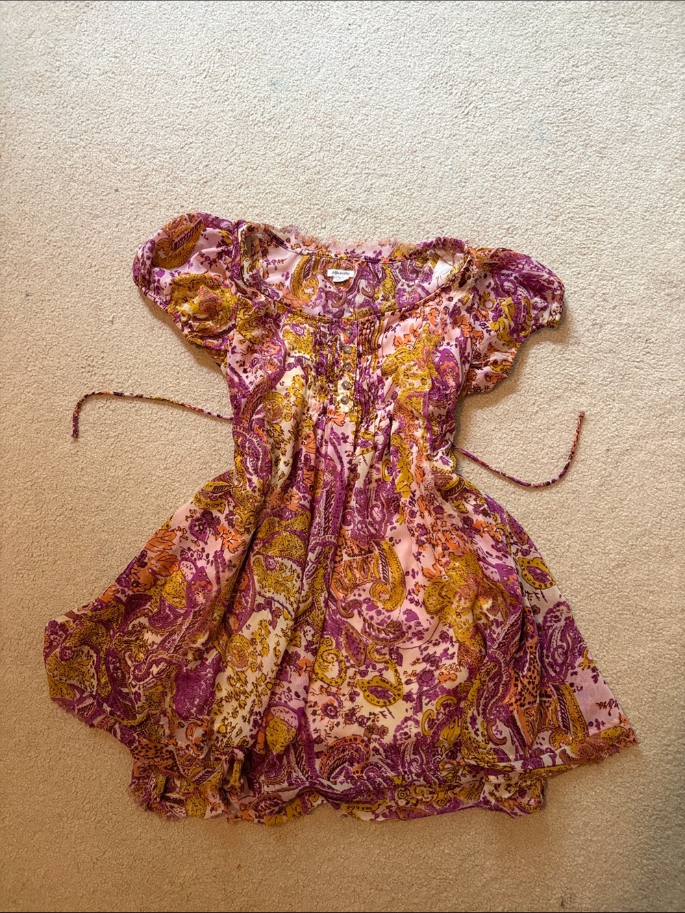Kimchi Blue Pink Paisley Mini Dress with Gold Accents